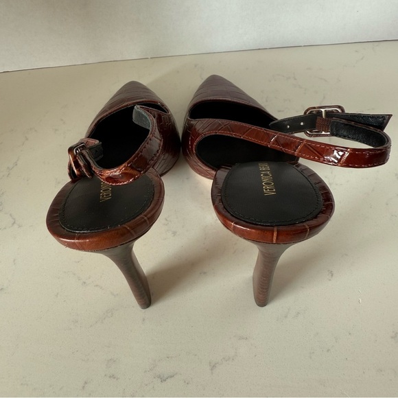 New Veronica Beard Callie Pointed Toe Slingback Pump croc embossed sepia Size:6 - Picture 5 of 5